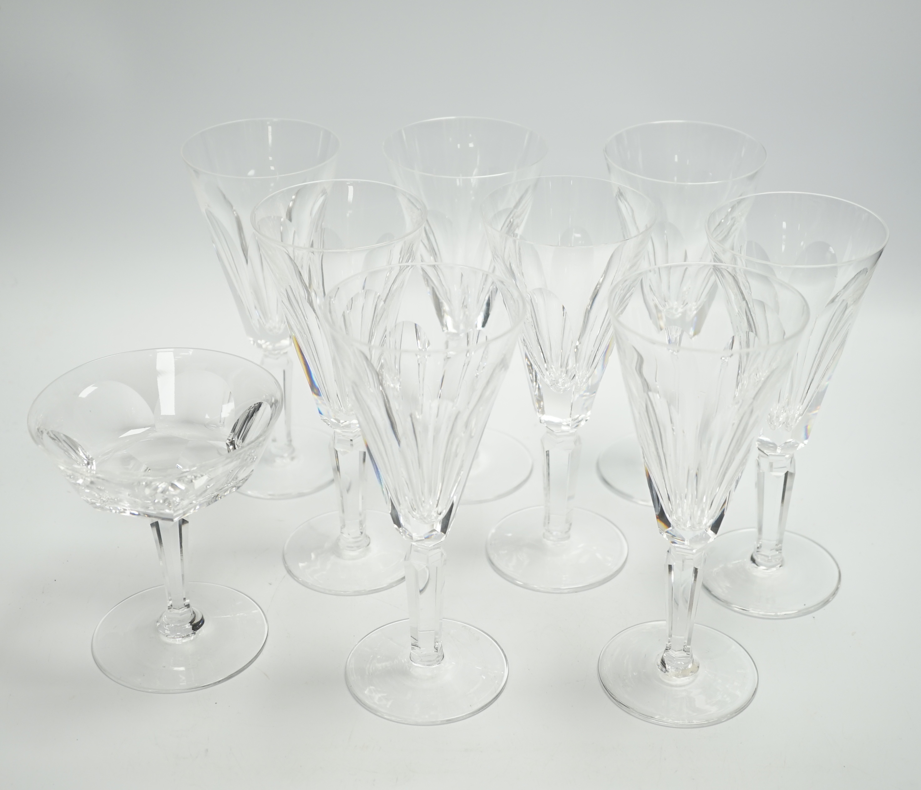 Eight Waterford Sheila pattern wine glasses and a champagne glass, 18cm (9)